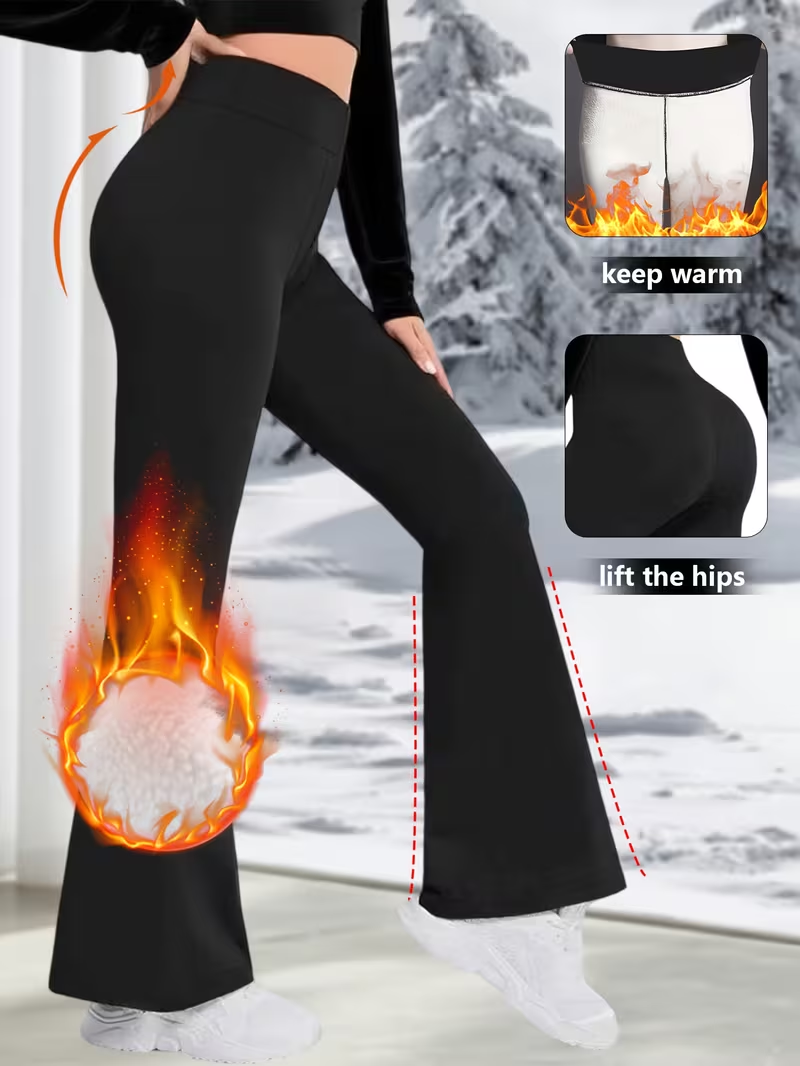 Outdoor Sport Outfit - Зимние расклешенные брюки с высокой талией,